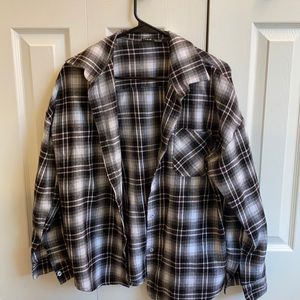 Womens, medium, gray and white flannel